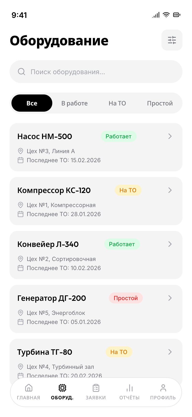 ТОиР Про - Оборудование
